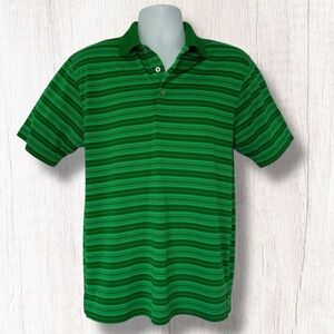PGA TOUR Airflux Green Striped Golf Polo Men’s M Performance Shirt